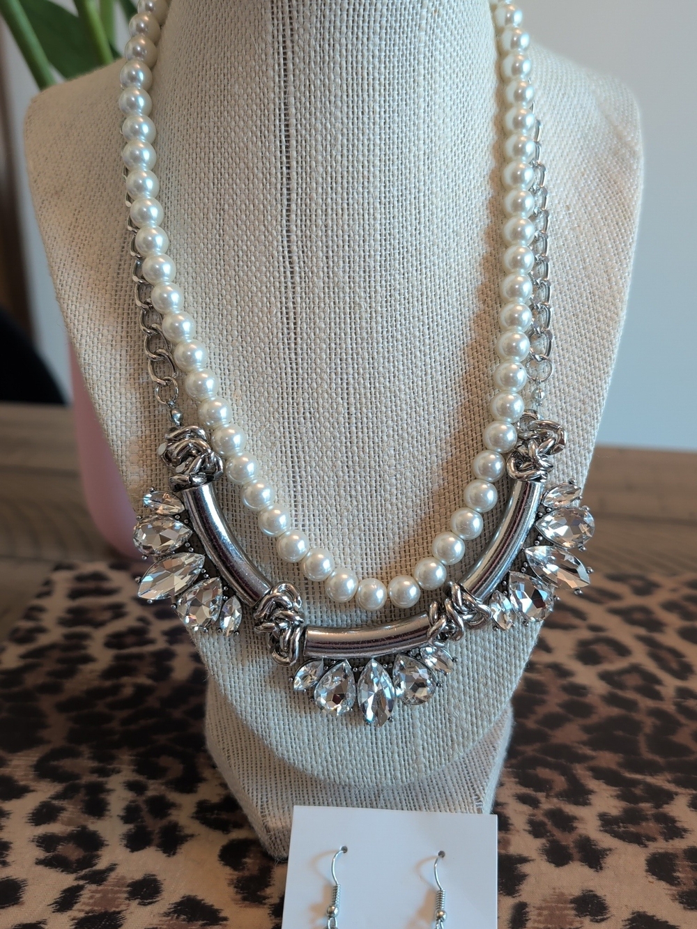 Pearl & Crystal Silver-Tone Statement Necklace